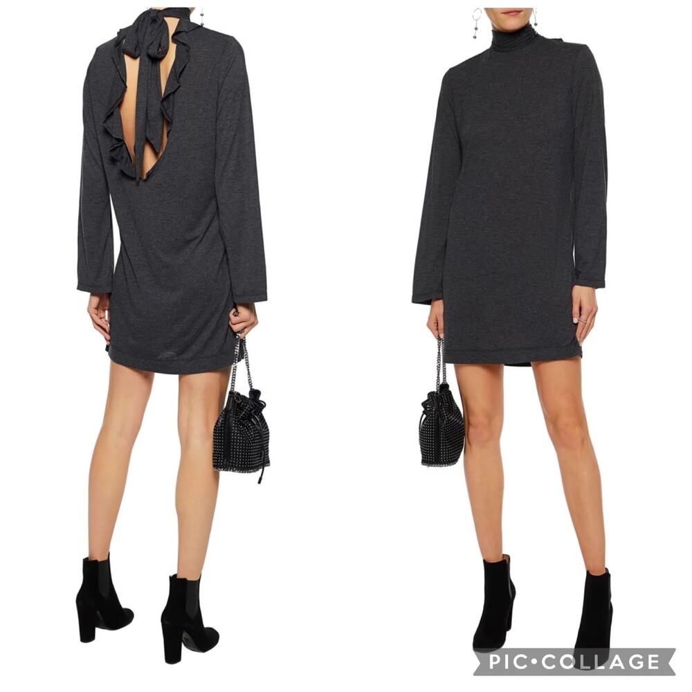 NEW IRO Cassy Open-back Black Mini Bell Cuffs Concert Party Dress Size Large